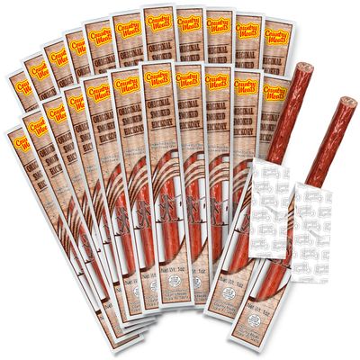 Country Meats, Meat Sticks, 0 Trans Fat, USDA Certified, Good Source of Protein, Carb Conscious Snack (24 Meat Sticks, Original Smoked Hickory)