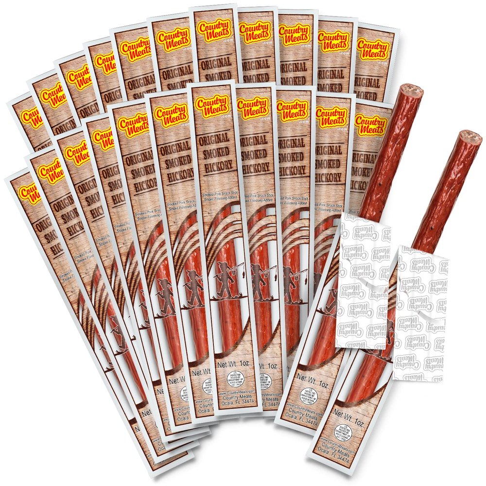 Country Meats, Meat Sticks, 0 Trans Fat, USDA Certified, Good Source of Protein, Carb Conscious Snack (24 Meat Sticks, Original Smoked Hickory)