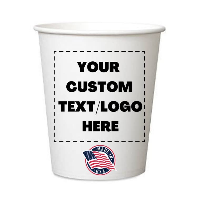 Cupslock Personalized Paper Cups Custom Paper Cups for Hot and Cold Drinks Coffee Cups for Shops, Office, Businesses Sturdy and Reliable Custom Cups Personalized with Logo (8oz -50Pack)