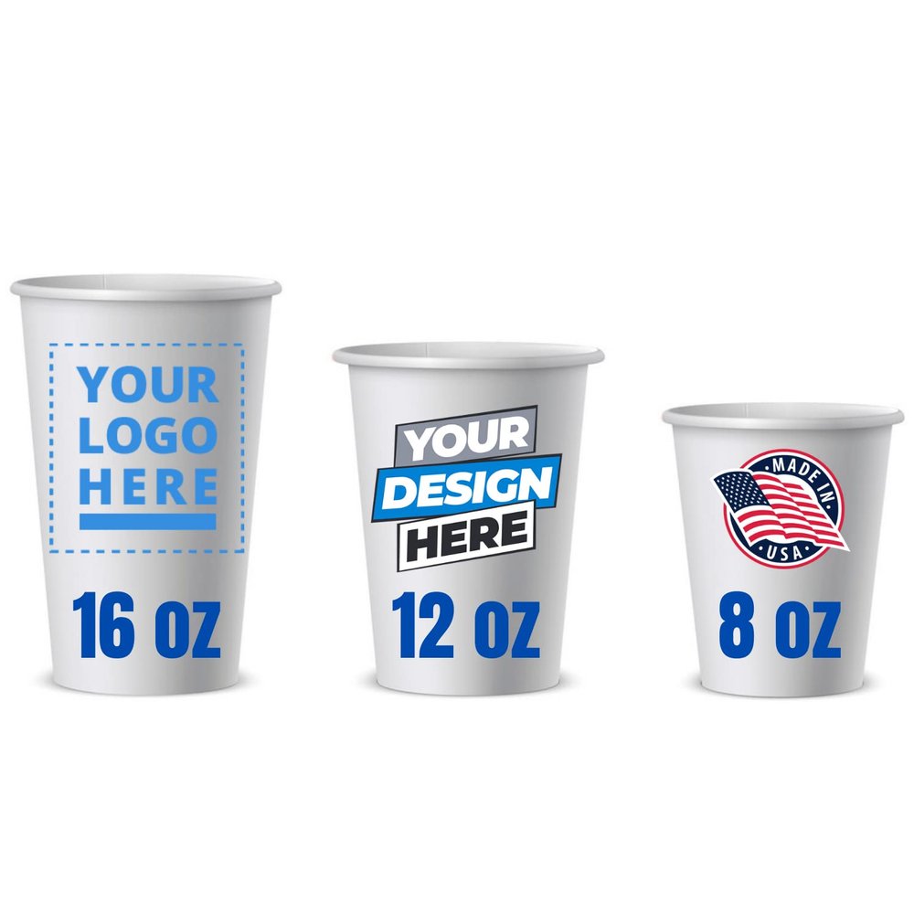 CupsLock Personalized Paper Coffee Cups  Custom Paper Cups for Hot and Cold Drinks  Coffee Cups for Shops, Office, Businesses  Sturdy and Reliable Custom Cups Personalized with Logo (16oz - 50Pack)