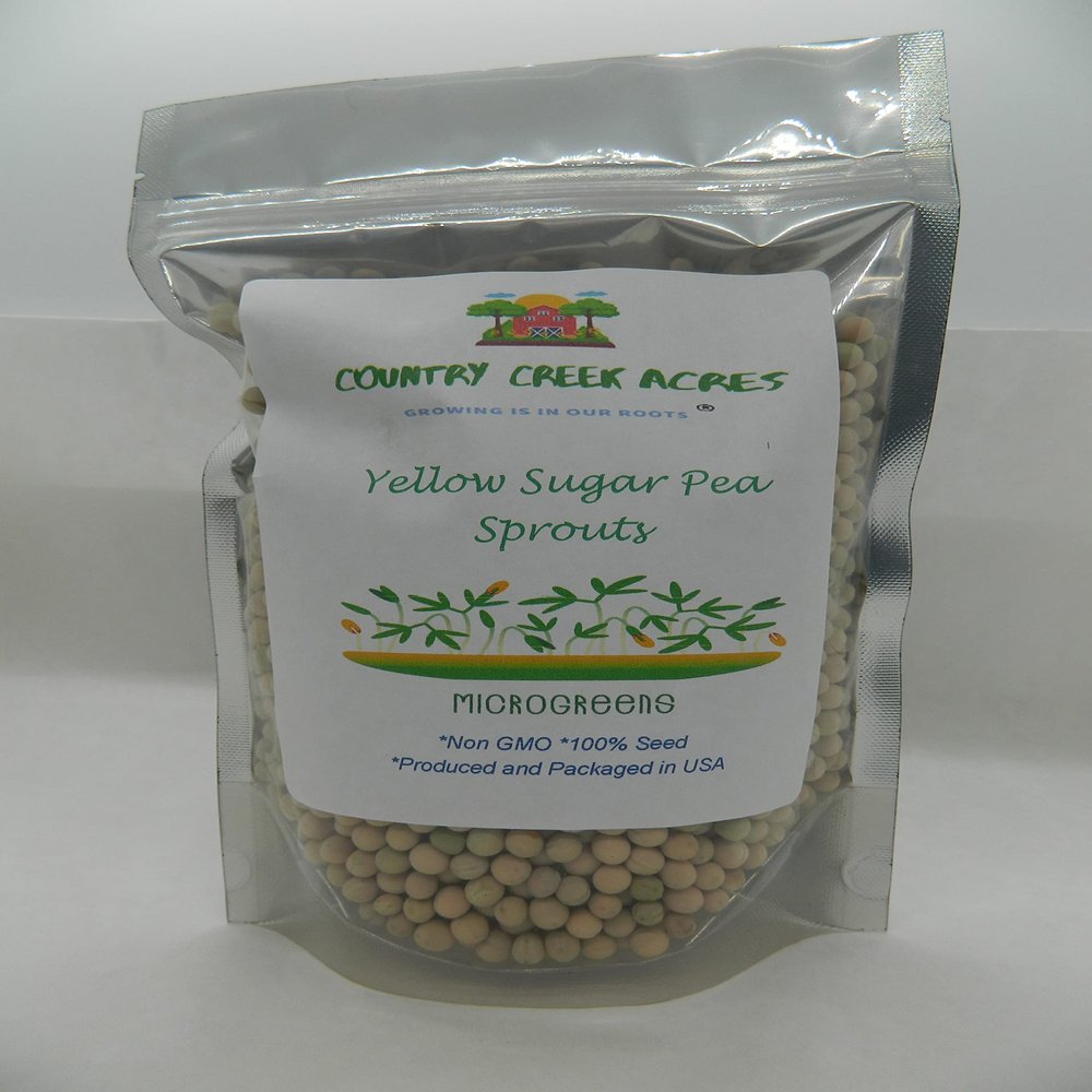 Yellow Sugar Pea Sprouting Seed, Non GMO - 13 oz - Country Creek Brand - Yellow Sugar Peas for Sprouts, Garden Planting, Cooking, Soup, Emergency Food Storage, Vegetable Gardening, Juicing, Cover Crop