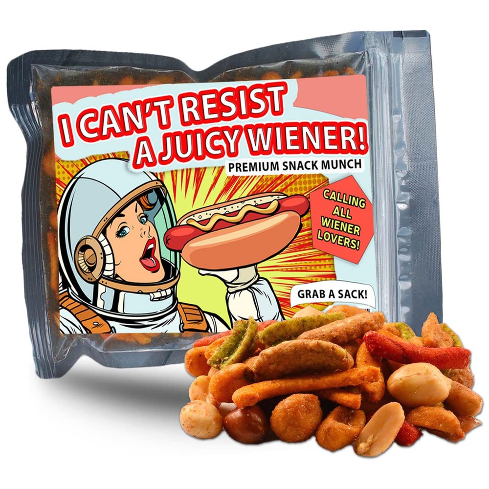 Cant Resist Juicy Wiener Trail Mix - Gourmet Snack Munch for Women Gift Basket, Funny Hot Dog Gag Gift from Friends, Stocking Stuffers for Wife, Girlfriend Crunchy Spicy Salty Snacks, 11 oz