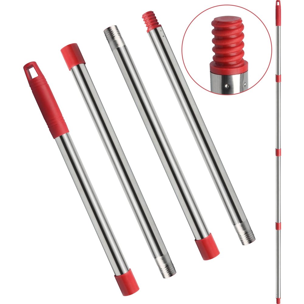 GRAREND 4-Section Spin Mop Replacement Handle, Mop Handle Compatible with Ocedar Spin Mop, 2.5-to-5 Foot Easy Cleaning Floor Mop Stick for Floor Cleaning