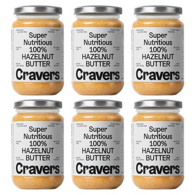 Cravers 100% Hazlenut Butter Spread, All Natural Keto Snack, Low Carb, Sugar Free, Gluten Free, Paleo, Vegan, Kosher, Non-GMO & High Protein, Hazelnut Spread No Palm Oil, 12oz, 6 Jars