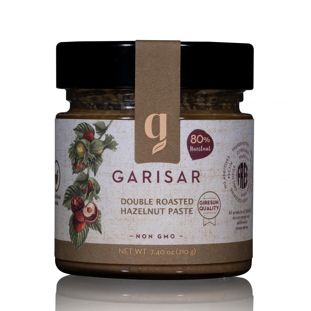 Garisar - Double Roasted Hazelnut Paste Pure Natural, No Additives, Non-GMO - 80% Hazelnut - 7.40 oz (Pack of 1)