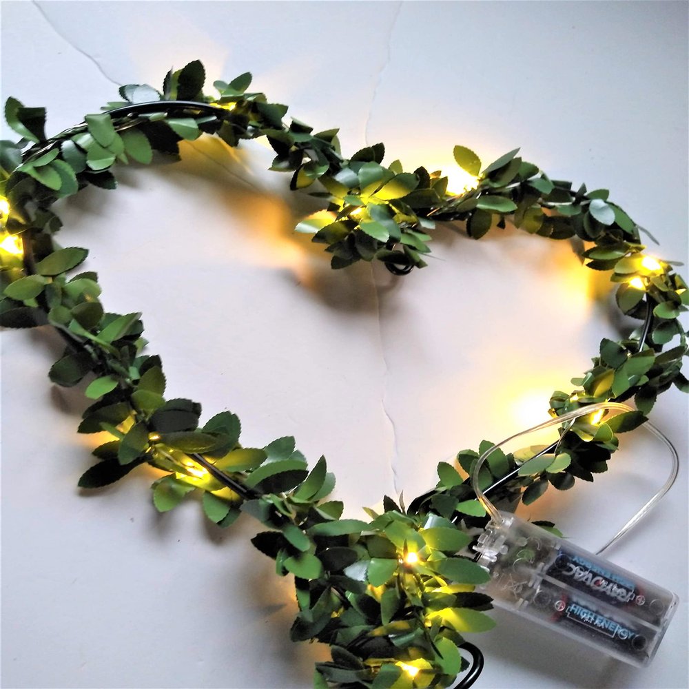 Lighted Heart Cake Topper with Greenery for Enchanted Forest Themed Weddings, Engagement Party