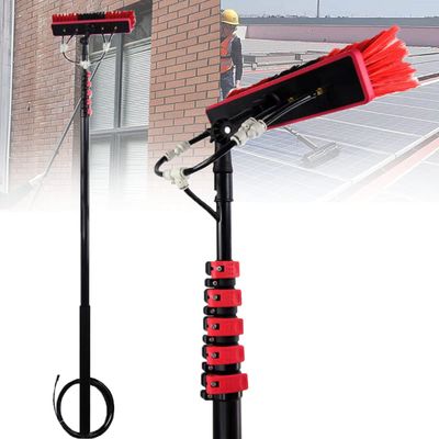 Solar Panel Cleaning Brush and Pole Water Fed, 3.6-11M Telescopic Rod Window Cleaning, for Photovoltaic Panel Cleaning, Trucks Windows, Window Glass Wall,18FT/5.4M
