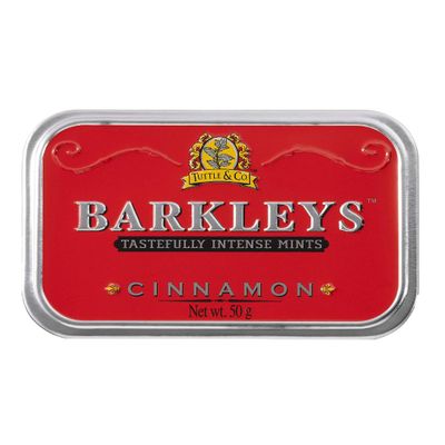 Barkleys Cinnamon Breath Mints -Strong Cool Flavor Candy, Dry Mouth,- Breath Freshener, After Dinner Mints In Reusable Classic Travel Tins, Vegan, 1 Pack - 50 Count Each