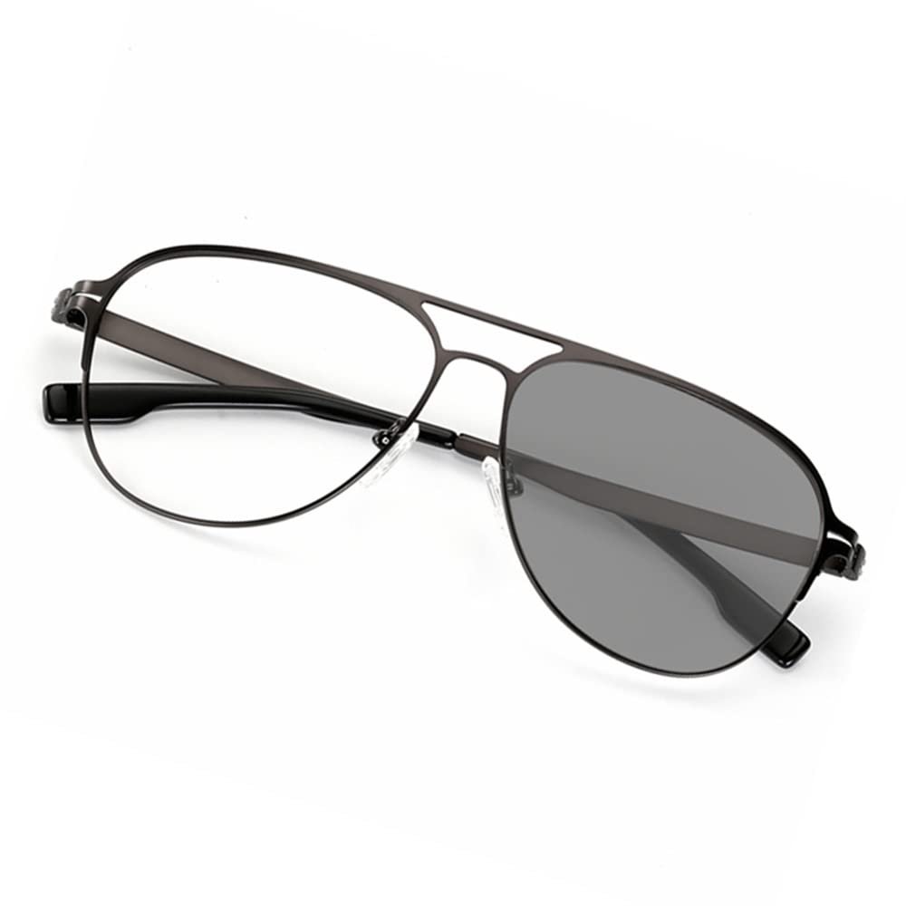 LKP Transition Photochromic Glasses Men's Reading Glasses Sunglasses +1.00 to +3.00 Diopter Glasses Half Frame Metal Anti UV(A,+2.50)