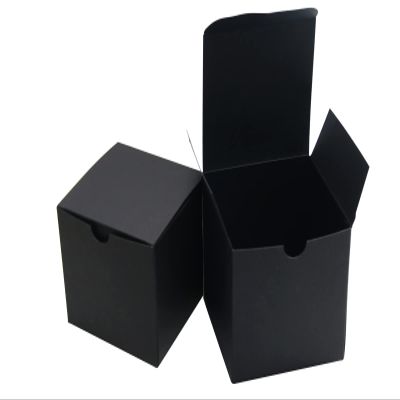 PQZKLDP 24 Pack 4x4x4 Inch Black Solid Kraft Gift Box with Lid, Twine, Stickers - Perfect for Birthday, Wedding, Anniversary, Baby Shower Party Favors