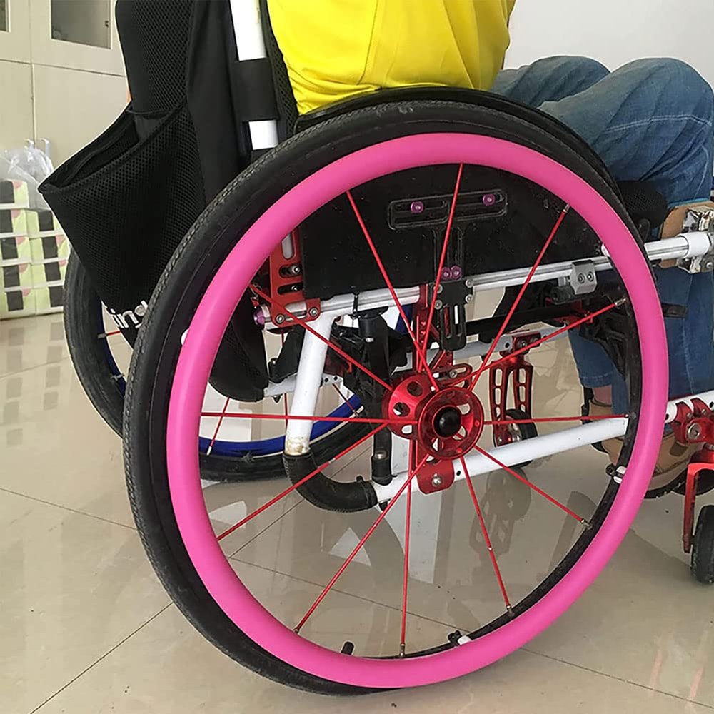 22/24-Inch Rear Wheel Sports Wheelchair Cover, Wheelchair Push Rim Covers, 1 Pair Silicone Hand Push Cover, Wear-Resistant Improve Grip
