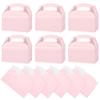 DjinnGlory 36 Pack Pink Party Favor Treat Boxes with Handle for Baby Shower, Birthday, Bridal Shower, Wedding All Occasion, Small Gable Boxes for Small Business 6.18 x 3.58 x 3.38 Inches view 2