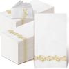 Yinder 200 Pack Disposable Hand Towels Bathroom Napkins Decorative Guest Towels Soft and Absorbent Linen Feel Paper Towel for Christmas Parties Weddings Dinners or Events (Gold) view 1