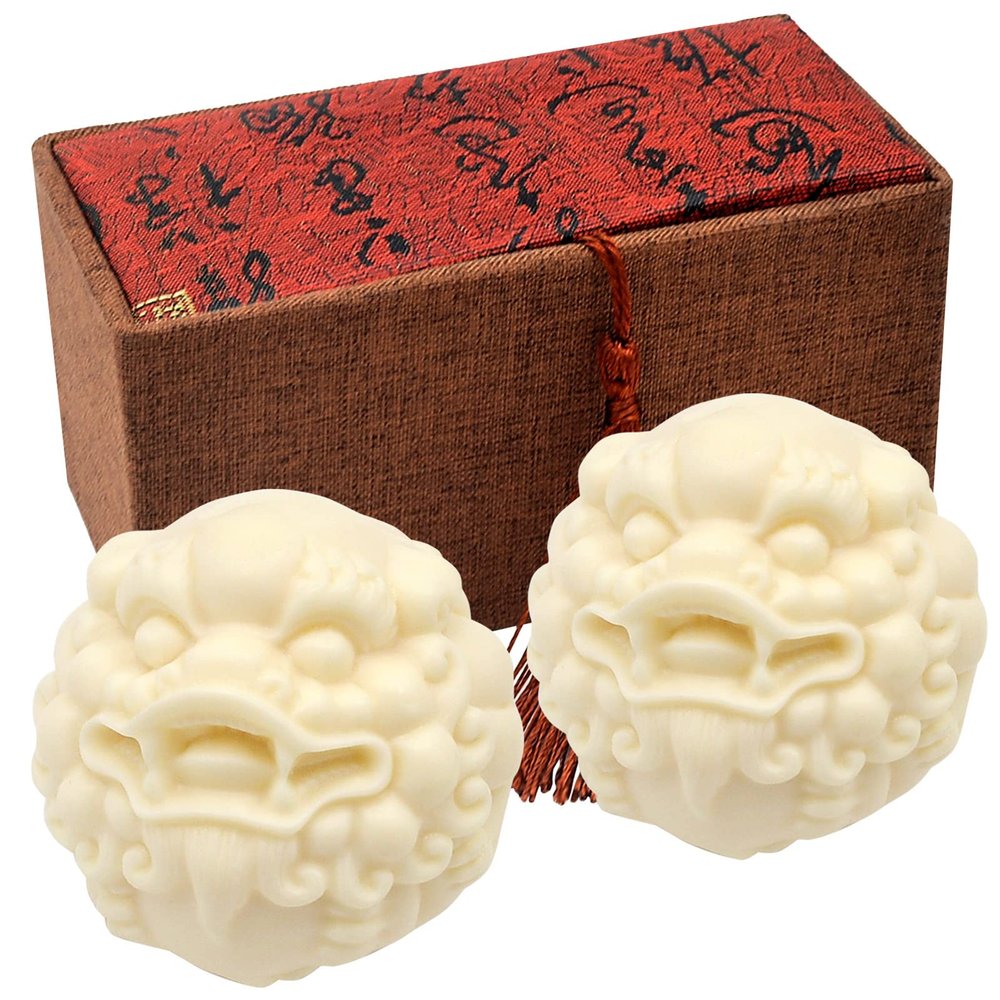 Fengshuibringluck 1.6 Inch Baoding Ball Hand Carved Pixiu Zodiac Wooden Hand Exercise Tool (Pi Xiu (Ivory Fruit)), 4.9*4.9cm