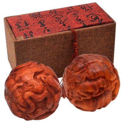 1.6 Inch Baoding Ball Hand Carved Pixiu Zodiac Wooden Hand Exercise Tool (Chinese Zodiac (Yellow pear Wood)), 4.9*4.9cm