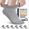 Pembrook Gray Ankle Diabetic Socks for Men & Women - 6 Pairs | Low Cut Stretch Top Mens Diabetic Sock | Ankle Moisture Wicking Neuropathy Socks for Men | Diabetic Socks for Men 9-12 view 1