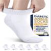 Pembrook White Diabetic Socks for Men & Women - 6 Pairs | Ankle Low Cut Stretch Top Mens Diabetic Socks | Moisture Wicking view 1