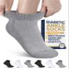 Pembrook Ankle Diabetic Socks for Men & Women - 6 Pairs | Black, White, Gray | Low Cut Stretch Top Mens Diabetic Sock | Ankle Moisture Wicking Neuropathy Socks for Men | Diabetic Socks for Men 9-12 view 1