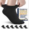 Pembrook Black Diabetic Socks for Men & Women - 6 Pairs | Low Cut Stretch Top Mens Diabetic Sock | Ankle Moisture Wicking Neuropathy Socks for Men | Diabetic Socks for Men 9-12 view 1