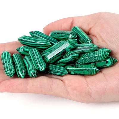 10 PCS Green Malachite Healing Crystals Wands Polished Tumbled Stones Bulk Natural Hexagonal Pointed Reiki Energy Balancing Meditation Therapy Chakra Wand Set Christmas Gift