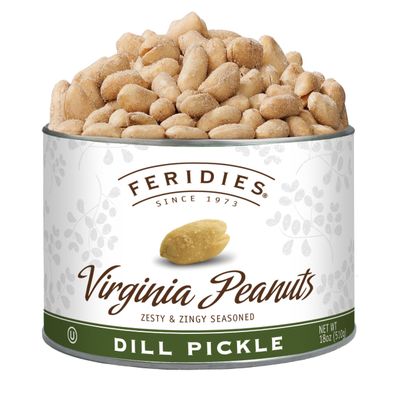 FERIDIES Extra Large Virginia Peanuts, Dill Pickle Flavored Spiced Gourmet Nuts, 18oz Tin