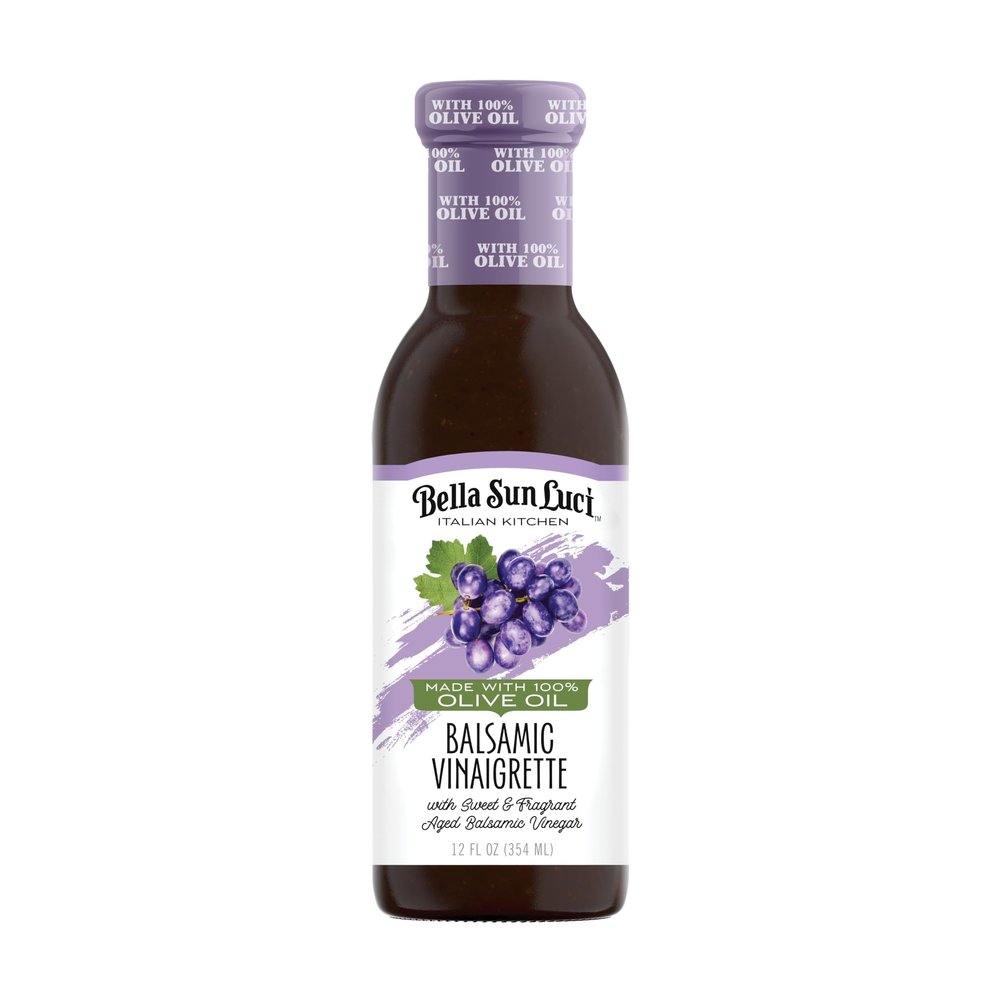 Bella Sun Luci Italian Kitchen Balsamic Vinaigrette, 12 Fl Oz Glass Bottle, with 100% Extra Virgin Olive Oil, Artisan Gourmet Salad Dressing & Marinade, Rich & Balanced Flavor, No Seed Oils, Gluten-Free, California Made