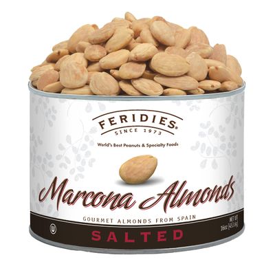 FERIDIES Salted Spanish Marcona Almonds, Premium Roasted Almonds with SEA Salt, 16 Oz Resealable CAN