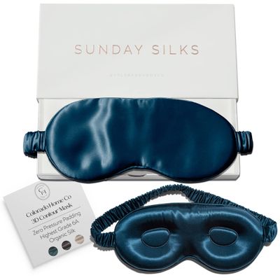 SUNDAYSILKS 3D Contoured Silk Sleep Mask | Padded Silk Eye Mask with Eye Cups for Lash Extensions | Blackout, Organic for Women & Men, Perfect for Travel, Slip-Free Deep Sleeping, Antifaz para Dormir