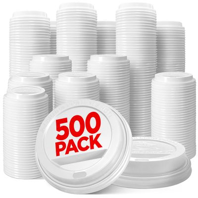 (500-Pack) Coffee Cup Lids - Disposable Coffee Lids for 8, 10, 12, 16, 20, & 24 oz Paper Cups, Dome for To-Go Beverages, Expresso, Tea, Hot Chocolate - White