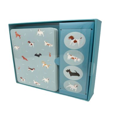Blue Pup-Arazzi Various Dogs Pups Notecards and Stickers Set by OCS Designs