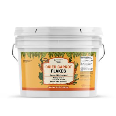 Unpretentious Dried Carrot Flakes, 1 Gallon, Diced, Ready to Use, Non GMO