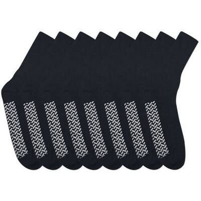 3-12 Pairs Women Non-Skid Diabetic Cotton Crew Circulatory Socks with Non Binding Top (6 Pack, Black)