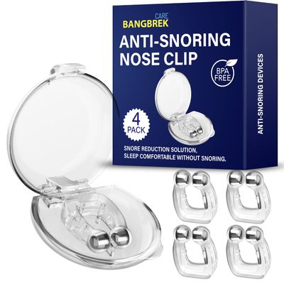 BANGBREK CARE Anti snoring Device, Snore Stopper, Silicone Magnetic Nose Clip, Comfortable & Reusable Nasal to Relieve Snore 4 PCS White