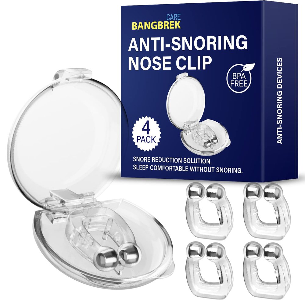 BANGBREK CARE Anti snoring Device, Snore Stopper, Silicone Magnetic Nose Clip, Comfortable & Reusable Nasal to Relieve Snore 4 PCS White