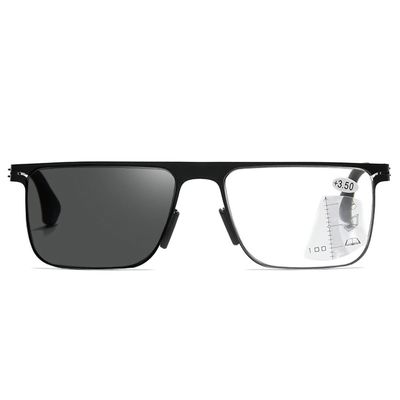 LKP Reading Glasses Progressive Multifocus Transition Photochromic Eyeglasses Sunglasses Blue Light Metal Stylish Eyewear(+2.00)