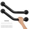 16 Inch Angled Shower Grab Bar Black, Munzong 2 Pack Anti Slip Bathroom Grab Bar, Knurled Bathroom Balance Bar,Safety Hand Rail Support Handicap Elderly Injury Senior Assist Bath Handle-1.25 Tube view 1