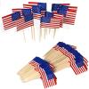 100 Pcs USA American Flag US Toothpick Flags, Mini Stick Flags Decorations,Cupcake Toppers US Flags,Cocktail Sticks Cupcake Toppers,Veterans Day,Country Picks Party Decoration view 4
