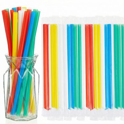 Tessco for you 600 Pcs 9.84 Inch Jumbo Smoothie Straws Bulk 10 mm Large Plastic Disposable Bubble Tea Straws Wide-Mouthed Individually Wrapped for Tall Homemade Milkshakes Drinking (Bright Color)