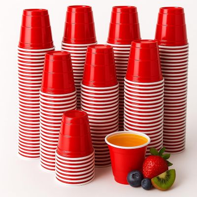 Yetene 500 Pack 2oz Christmas Red Plastic Shot Glasses Cup Disposable Shot Glasses Mini Small Disposable Plastic Red Cup for Christmas Party Snacks Samples Tasting