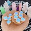 10 PCS Opalite Heart Crystals Thicken Stones Love Heart Shaped Healing Crystal Natural Stone Palm Moonstone Gemstones Set Reiki Energy Balancing Carved Palm Worry Stone Meditation Gift Stocking Stuffers for Women view 4