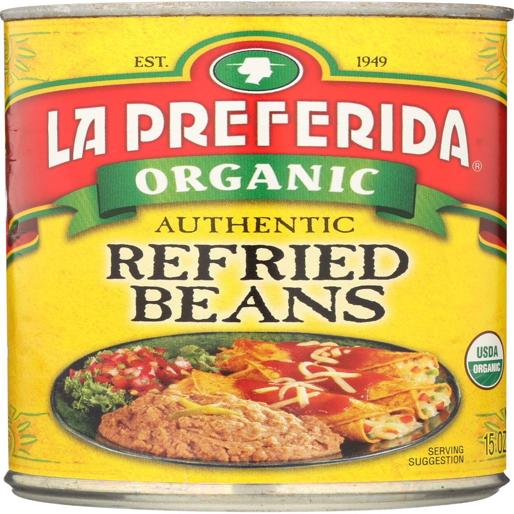 La Preferida Organic Authentic Refried Beans, 15 Ounce (Pack of 12)