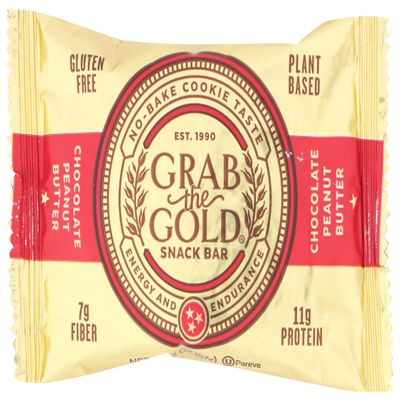 Grab the Gold Snack Bars Chocolate Peanut Butter, Plant Based Protein, Made with Organic Oats and Chocolate, Whole Food Bars, Gluten Free Vegan High Fiber Dairy Free, 2 Ounce (Pack of 12)