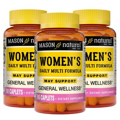 MASON NATURAL Women's Daily Multi Formula with 21 Essential Vitamins and Nutrients, Supports General Wellness and Overall Health, 90 Caplets (Pack of 3)