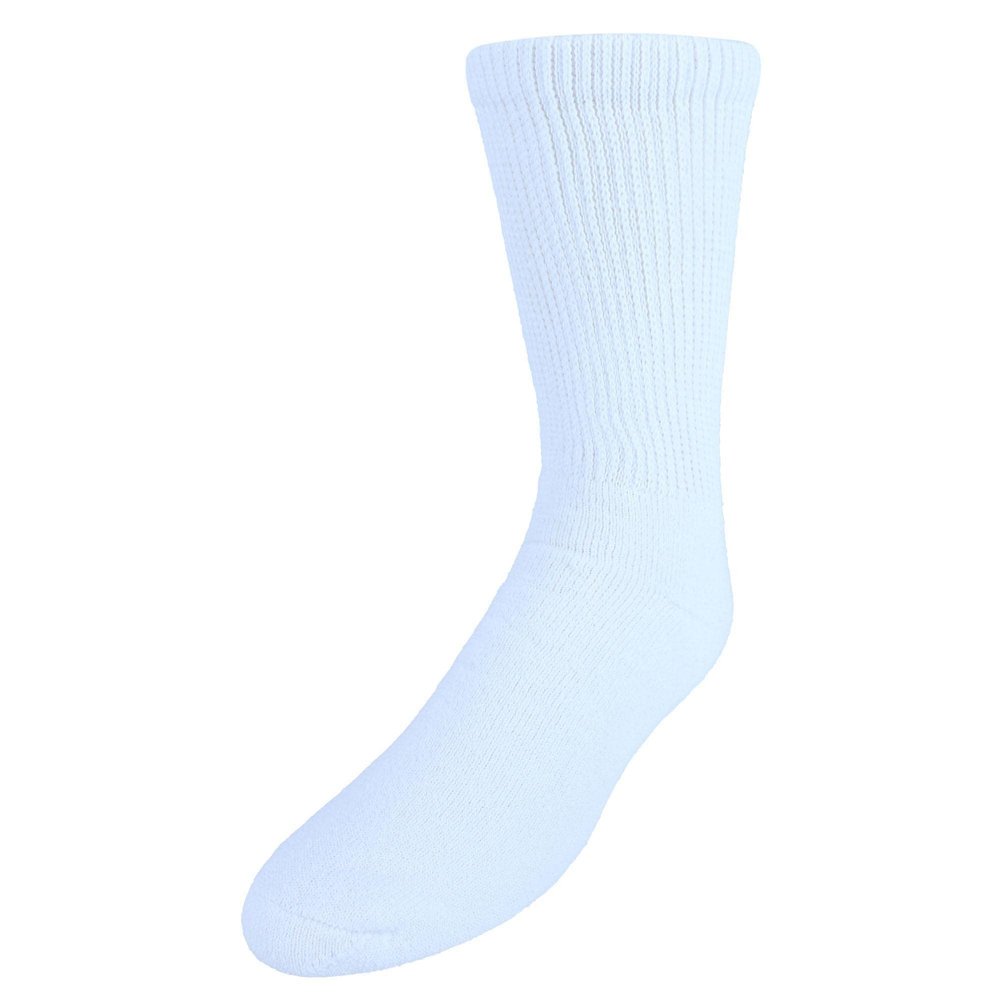 CTM Men's Diabetic Crew Socks, White