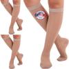 (3 Pairs - Closed Toe) Made in USA - Compression Socks for Women 15-20mmHg - Sheer Compression Knee High Stockings for Post Surgery, Pregnancy, Arthritis, Edema - Nude, Large - A101NU3-3 view 1