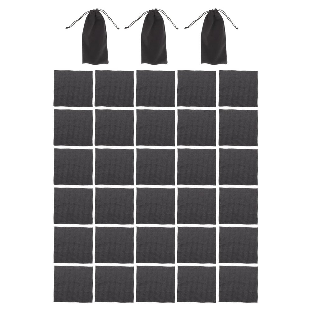 Ciieeo 1set Microfiber Eyeglasses Cleaning Cloths of Soft Wipes Black Storage Bags for Lenses Screens and Delicate Surfaces
