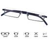 LKP 2 Pack Half Moon Metal Reading Glasses Rectangle Glasses For Men Women Half Presbyopic Readers Anti-Blue Light +3.00(Blue,+2.50) view 2