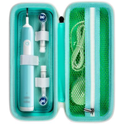 Toothbrush Travel Case Compatible with Oral-B Pro 1000, 2000, 3000, 3500, 1500/ for Philips Sonicare ProtectiveClean 4100 5100 Electric Toothbrush with Mesh Pocket for Accessories - Green (Bag Only)