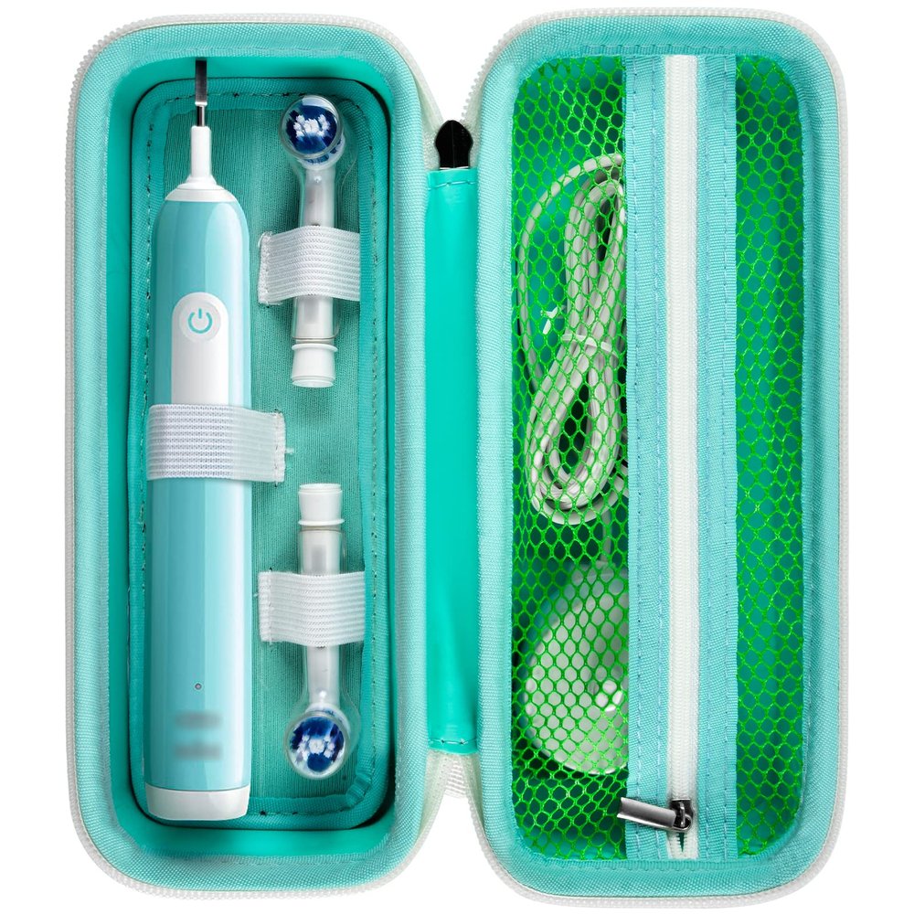 Toothbrush Travel Case Compatible with Oral-B Pro 1000, 2000, 3000, 3500, 1500/ for Philips Sonicare ProtectiveClean 4100 5100 Electric Toothbrush with Mesh Pocket for Accessories - Green (Bag Only)