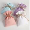 50pcs Burlap Gift Bags with Jute Tether, Cotton Jewelry Pouches, Multi Size Sachet Bag, Jewelry Gift Packaging for Wedding Party Favors, DIY Craft, Christmas, Presents (4.76.3 in, Light Blue) view 2